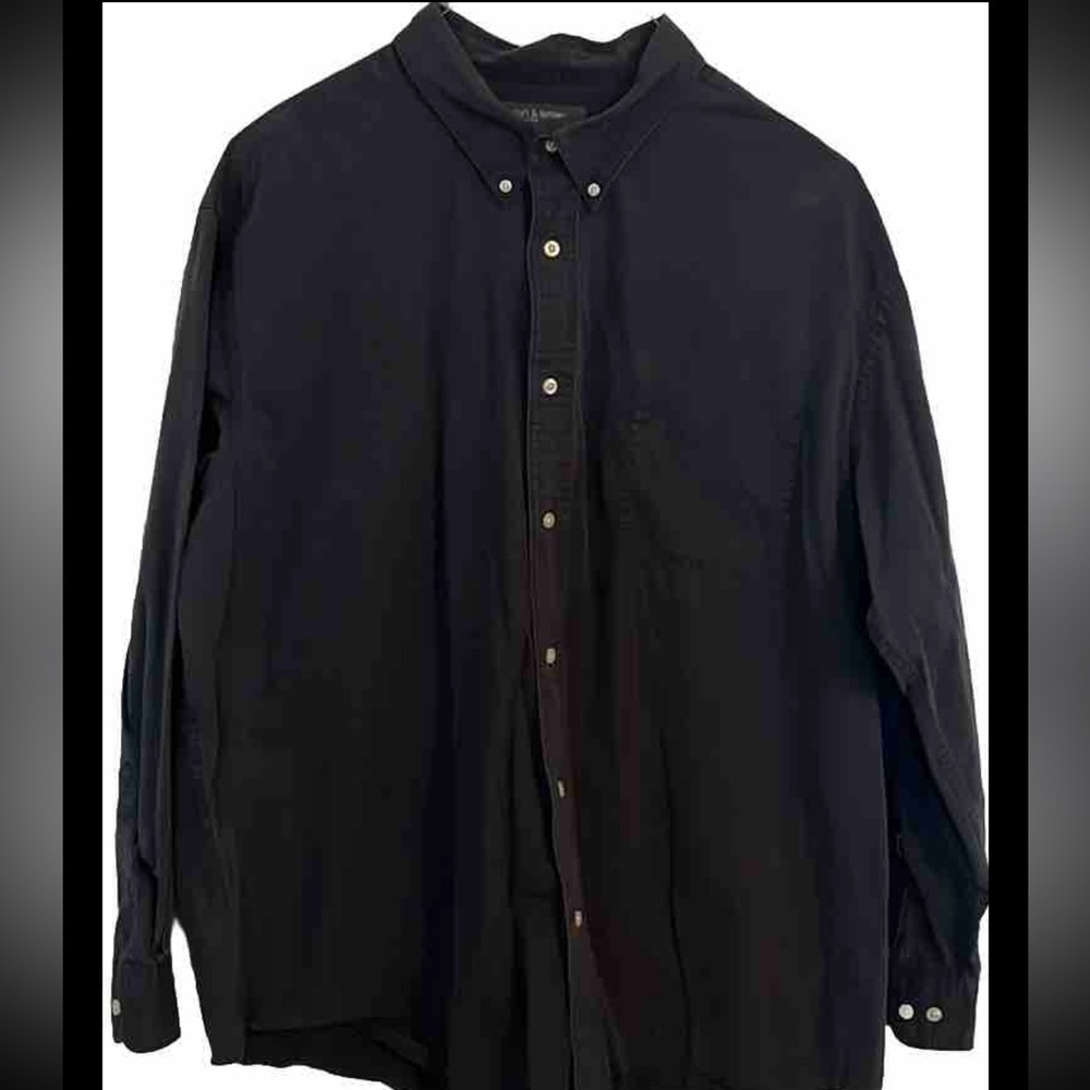 Croft & Borrow Wrinkle Free Navy Long Sleeve Mens Button Down w Pkt Sze XXL
